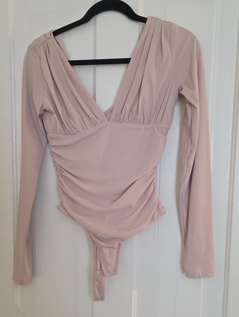 Agolde Dusty Blush V-Neck Long Sleeve Bodysuit